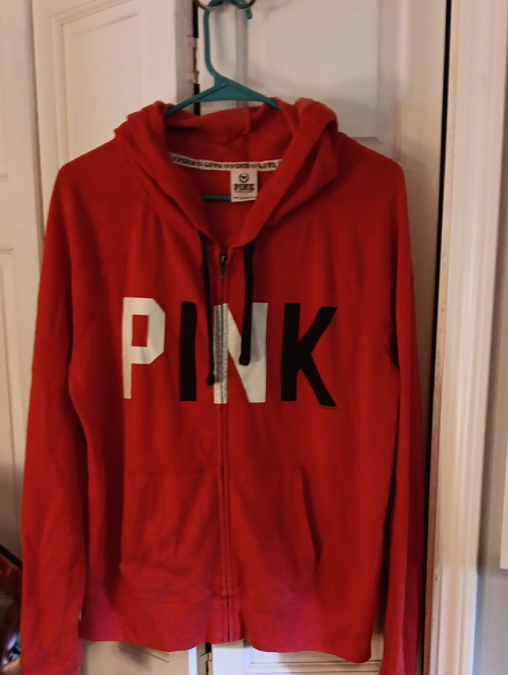 PINK Victoria's Secret Pink And White Cozy Fleece Hoodie
